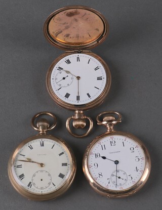 Two gilt cased mechanical pocket watches and a ditto hunter pocket watch  