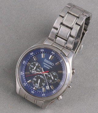 A Seiko chronograph pocket watch  with calendar aperture and Seiko bracelet 