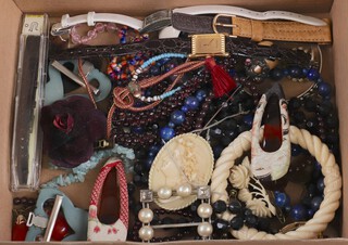 A quantity of vintage  costume jewellery and watches 