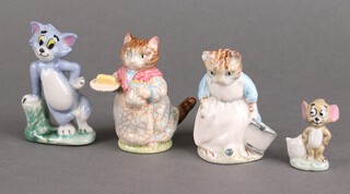 Two Beatrix Potter figures - Ribby and Ribby in the patty Pan (f) and 2 Wade figures of Tom and Jerry 