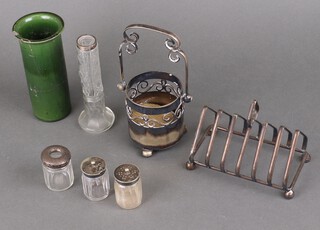 Two silver mounted jars and other curios 