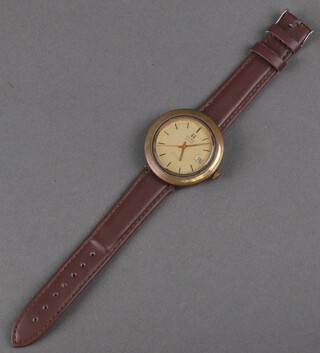 A gentleman's Tissot Sideral calendar wristwatch on a leather strap 