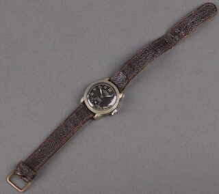 A child's steel cased Pierce wristwatch with seconds at 6 o'clock  on a leather strap 