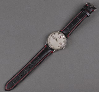 A gentleman's steel cased Rado Star Liner 999 calendar wristwatch on a leather bracelet 