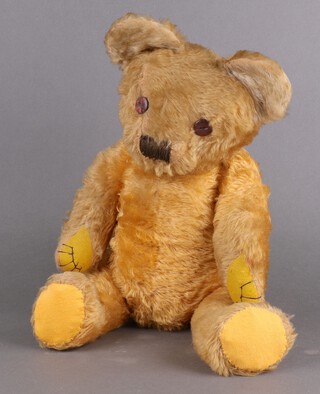 A mohair teddy bear with button eyes 55cm 