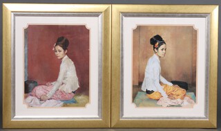 A pair of coloured prints "Burmese Pearl" and "Burmese Silk" 49cm x 38cm 