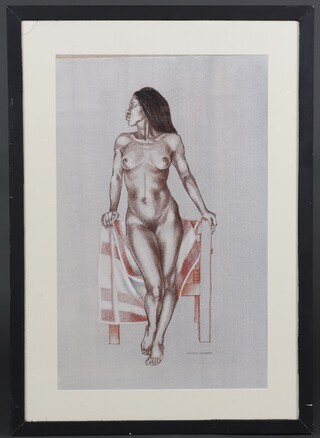 Ronald Cameron (British 1930-2013) pastel signed, study of a standing naked lady 72cm x 47cm (glass a/f)