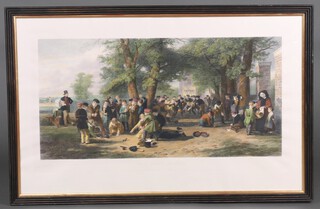 T Webster, coloured print "The Playground" 45cm x 92cm 