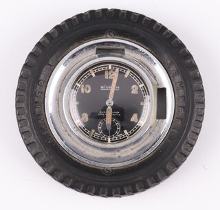 A 1930's Marvin pocket watch with seconds at 6 o'clock, having a black dial,  in a steel case with rubber tyre surround 50mm, the reverse visible movement numbered 510 