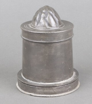 A 19th Century cylindrical pewter jelly or ice cream mould in 3 sections, the base marked 13 1 1/2 1cm x 10cm 