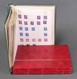 A green album of GB Elizabeth II mint and used stamps, 2 stock books of Elizabeth II GB mint stamps, a stock book of Jersey mint stamps