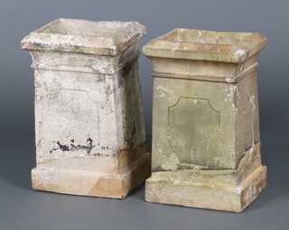 A pair of 19th Century rectangular stoneware chimney pots converted to garden planters 54cm h x 33cm w x 26cm d 