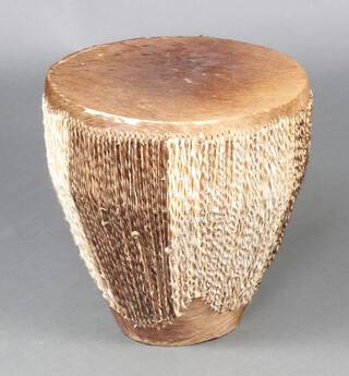 An African tribal drum 39cm x 38cm