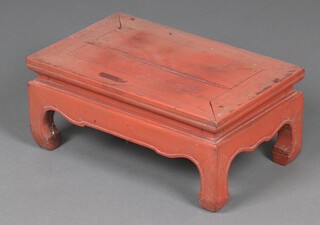 A 19th Century rectangular red painted Chinese hardwood stand/occasional table 23cm h x 53cm w x 33cm d 