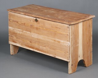 A Victorian pine coffer of panelled construction with hinged lid 70cm h x 119cm w x 55cm d 