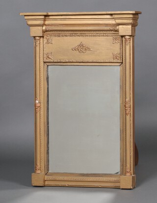 A 19th Century rectangular plate pier mirror contained in a wooden and gilt painted plaster frame 79cm x 55cm x 11cm 