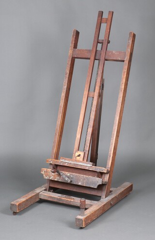 A 19th Century adjustable pine artist's easel 159cm h x 66cm w x 92cm d, together with 4 various artists easels 