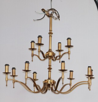 A gilt metal circular 12 light electrolier 69cm x 85cm 