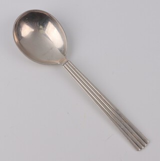 A Georg Jenson Sterling silver preserve spoon, 15cm, 40 grams 