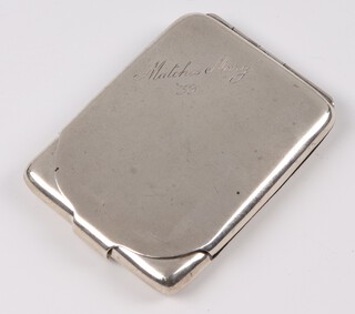 A silver match sleeve holder, engraved "Matches Mary 39", Birmingham 1924, 6cm, 32 grams