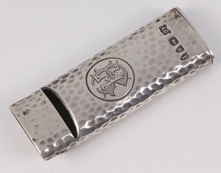 A Victorian silver hammer pattern novelty vesta in the form of a whistle with engraved monogram, London 1894, maker Andrew Crespel, 6cm 