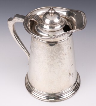 A Mappin & Webb  impressive silver plated flagon with S scroll handle, 35cm 