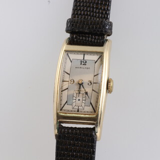 A gentlemans 14ct gold plated Hamilton wristwatch with seconds at 6 o'clock  20mm (not working) 
