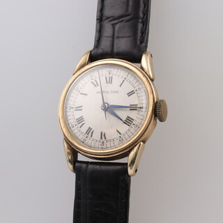 A gentleman's 14ct gold plated Hamilton wristwatch 26mm (not working)