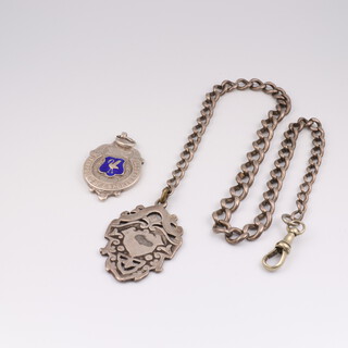 A silver Albert and 2 silver fobs 36 grams