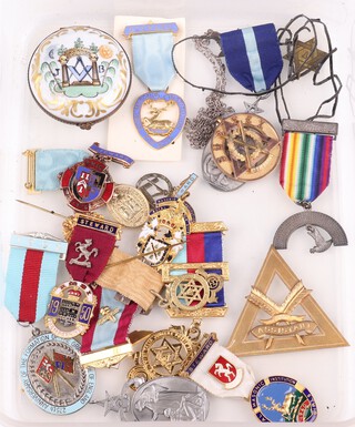Masonic, a Royal Ark Mariners jewel, a gilt metal Past Mark Past Masters jewel and various charity jewels
