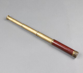 A 19th Century 3 draw brass and mahogany pocket telescope 