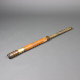 A 19th Century brass and mahogany single draw telescope, 