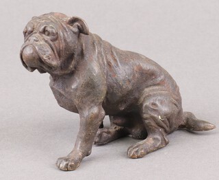 A 19th Century bronze figure of a seated bull dog 9cm 