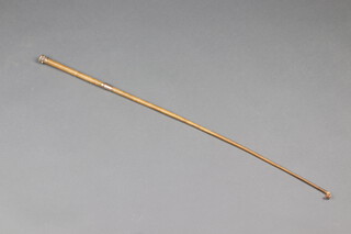 Of horse racing interest, a racing whip with gilt band marked CH Steeplechases 1865 Won by Lord Willoughby de Broke, Brown Holland, the terminal in the form of a coronet 87cm 
