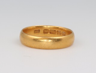 A 22ct yellow gold wedding band size S, 6.2 grams 