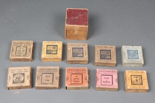 Junior Lecture Series coloured magic lantern slides - Japan and Its People in Three Chapters (3 boxes), Peter Pan, Never Ride a Strange Horse, Old Mother Hubbard, Puss in Boots, John Gilpin, Little Red Riding Hood, Sweep and Whitewasher and Tale of the Tub