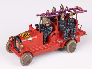 John Hill and Co (Johillco), a red body fire engine with ladder (repainted purple) and 6 firemen 