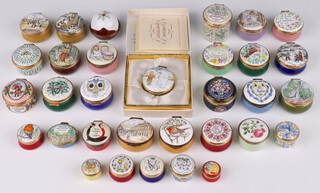 A Halcyon Days enamelled box The Winters Tale 5cm and 5 other Halcyon Days enamelled boxes, 14 enamelled Crummles boxes and 12 others 