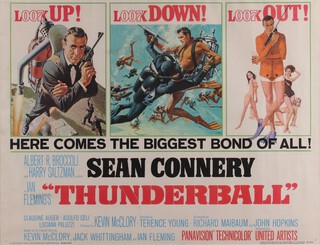 James Bond, an original vintage US half sheet movie poster for Thunderball, copyright United Artists Corporation 1965, marked 65/372 to bottom right corner, framed 55cm x 70cm 