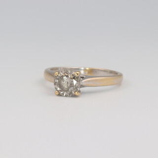 An 18ct yellow gold brilliant cut single stone diamond ring, approx. 1.5ct, size V, clarity I2, 4.3 grams 
