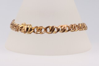 A 9ct yellow gold flat link bracelet, 18cm, 18 grams 