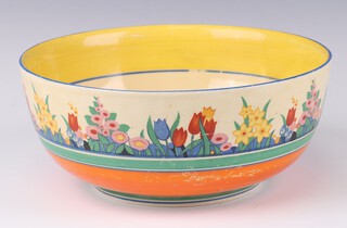 A Clarice Cliff style Royal Staffordshire Chloris bowl decorated with flowers, 5087 19.5cm 