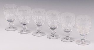 Six Waterford Crystal Colleen pattern small wine glasses 12cm 