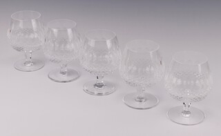 Five Waterford Crystal Colleen pattern brandy glasses 13cm 