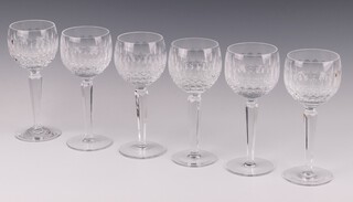 Six Waterford Crystal Colleen pattern hock wine glasses 18cm 