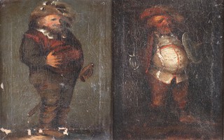 18th Century British School, Studies of John Falstaff, a pair of oils on canvas 18cm x 14cm both within maple frames