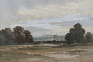 Edwin Lawson James Harris (British, 1891-1961), The View towards Amberley from Houghton, watercolour, signed and dated 1951, 29cm x 42cm, within a gilt frame.
