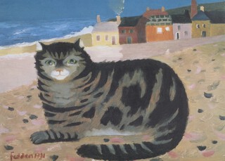 **Mary Fedden (British, 1915-2012), Cat on a Cornish Beach, offset lithograph, signed and editioned 52/500 in pencil, 31cm x 41cm, within a gold painted frame **Please note that Artist's Resale Rights may be payable on this lot