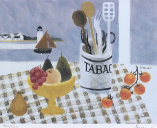 **Mary Fedden (British, 1915-2012), The Tabac Jar, offset lithograph, signed and editioned 500/550 in pencil, 23cm x 30cm, within a gold painted frame **Please note that Artist's Resale Rights may be payable on this lot