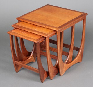 G-Plan, Astro, a mid-century nest of 3 coffee tables 50cm h x 50cm w x 50cm d 